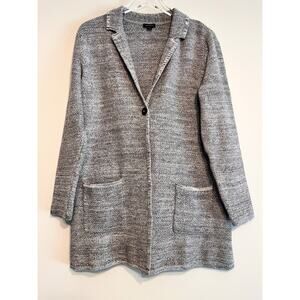 J. Jill Wearever Collection Gray Cotton Blend Sweater Cardigan Blazer Medium